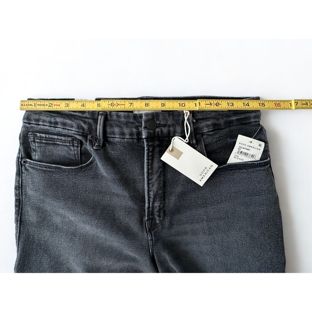 NWT Good American Good Classic Bootcut Jeans Black 10/30 Split Hem - Picture 11 of 16